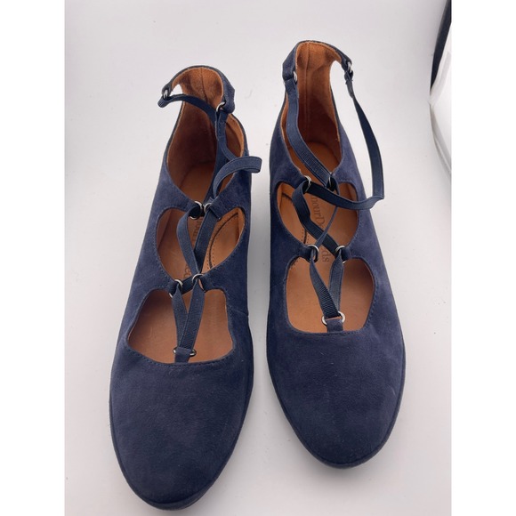 L'amour des pieds navy blue lace up ballet flats suede Bentham sz 7 comfort EUC - Picture 10 of 10